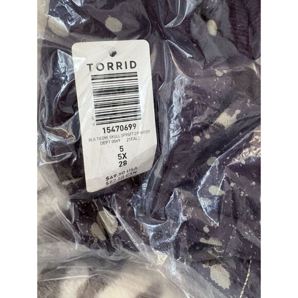 Lovesick +5 Zip Front Gray Skull Embroidered Paint Splash Long Sleeve Hoodie - Picture 6 of 6